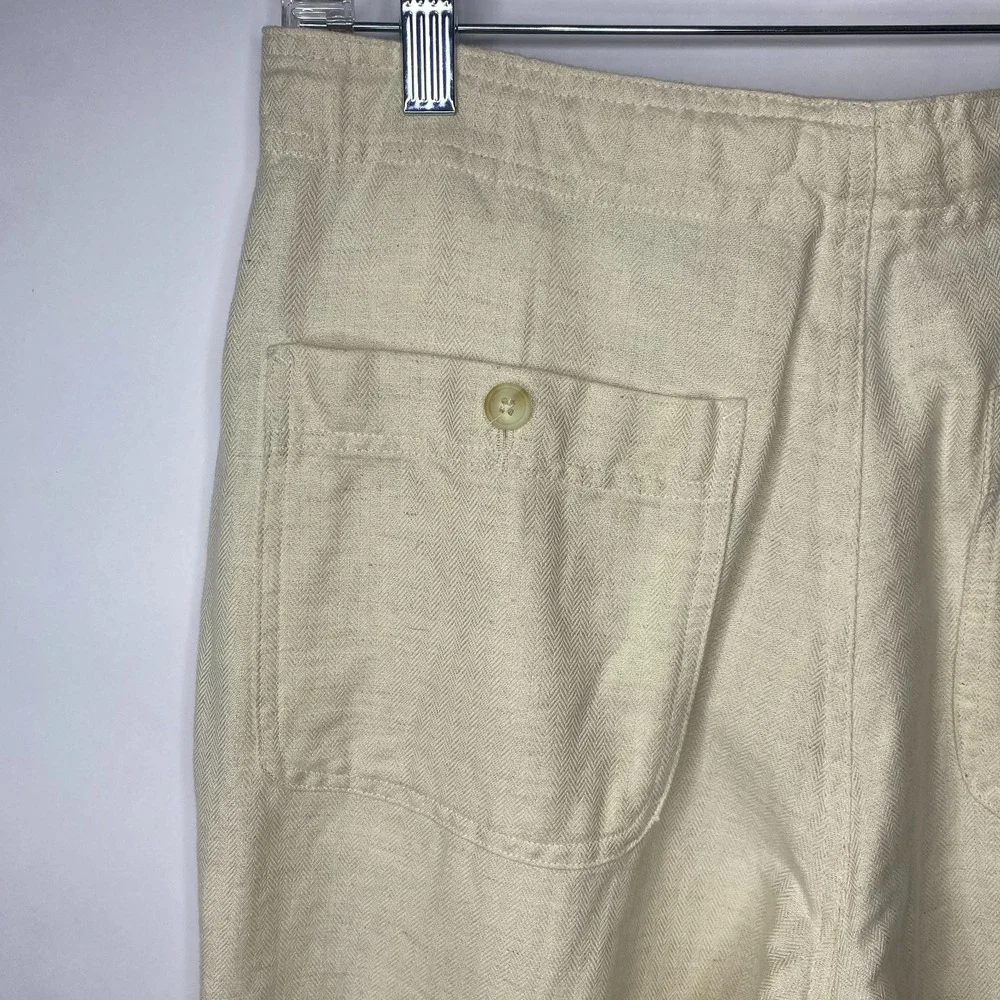 THE HAVANERA CO Linen Blend Pants Mens 32 Beige Drawstring Relaxed Fit‎ Casual